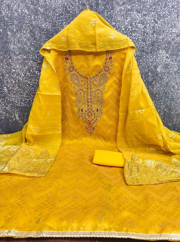 Yellow_Cotton_Blend_Solid_Unstitched_Suit_Material_For_Women