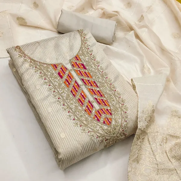 White_Pure_Silk_Embroidered_Unstitched_Kurta_And_Churidar_Material_For_Women