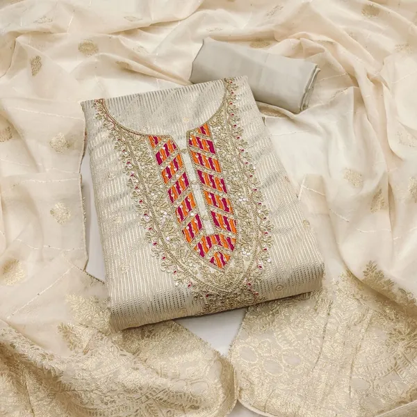 White_Pure_Silk_Embroidered_Unstitched_Kurta_And_Churidar_Material_For_Women