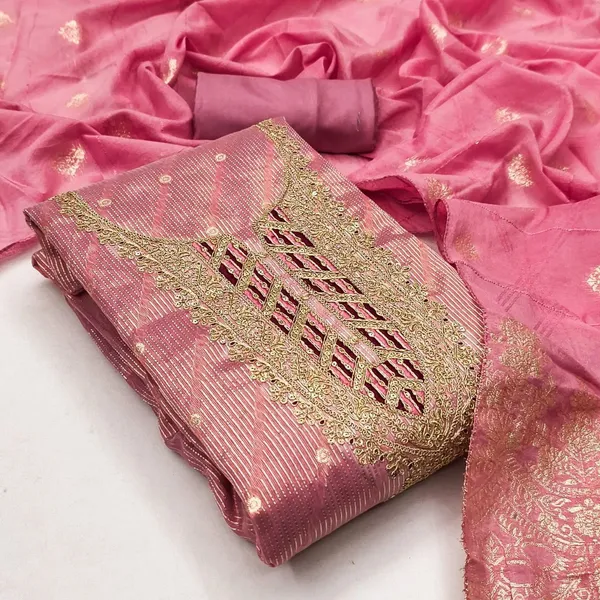 Pure_Silk_Festive_Printed_Pink_Kurta_And_Churidar_Material