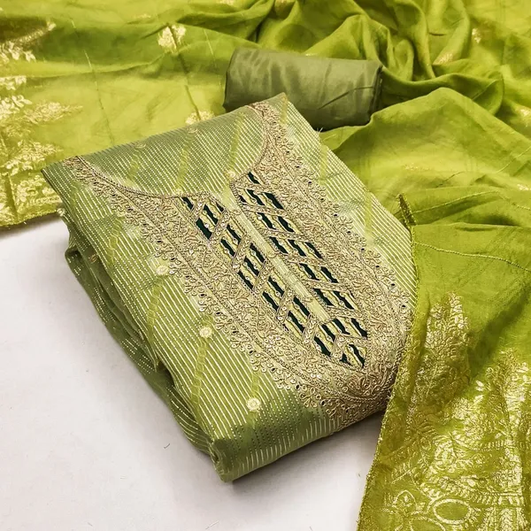 Pure_Silk_Festive_Solid_Green_Kurta_And_Churidar_Material