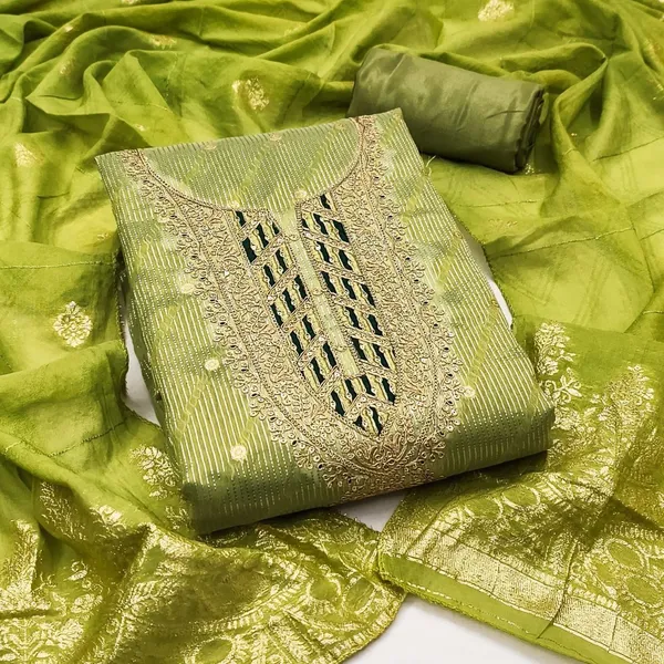 Pure_Silk_Festive_Solid_Green_Kurta_And_Churidar_Material