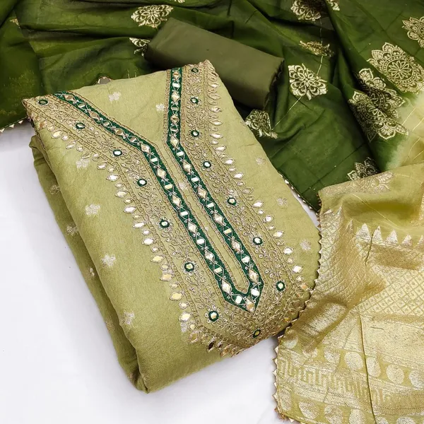 Green_Pure_Silk_Solid_Unstitched_Kurta_And_Churidar_Material_For_Women