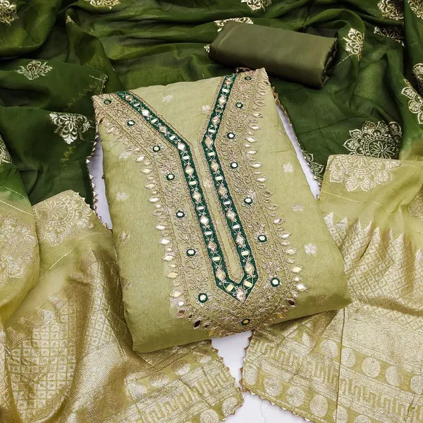 Green_Pure_Silk_Solid_Unstitched_Kurta_And_Churidar_Material_For_Women