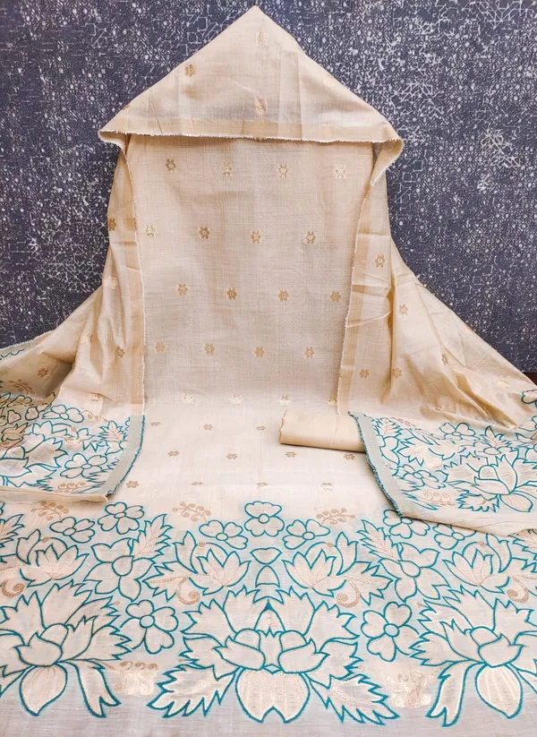 White_Linen_Embroidered_Unstitched_Salwar_Suit_Material_For_Women