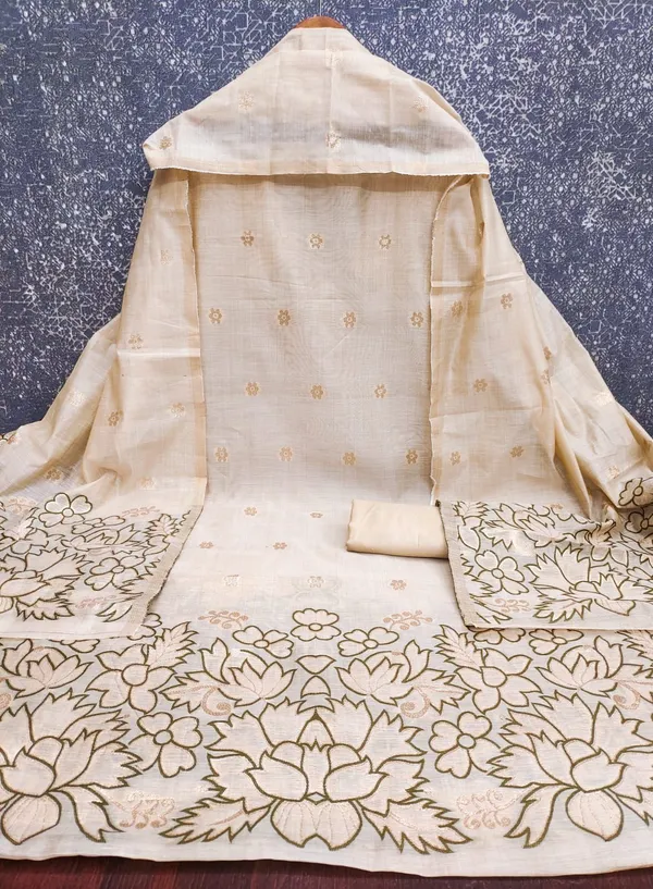 Linen_Ethnic_Embroidered_Green_Beige_Salwar_Suit_Material