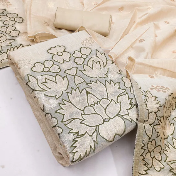 Linen_Ethnic_Embroidered_Green_Beige_Salwar_Suit_Material