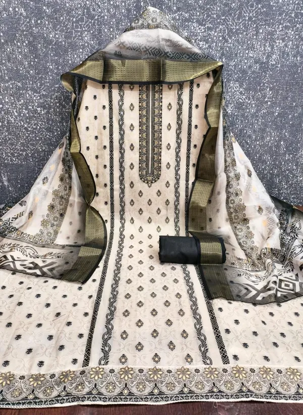 Black_White_Cotton_Blend_Printed_Salwar_Suit_Material_For_Women