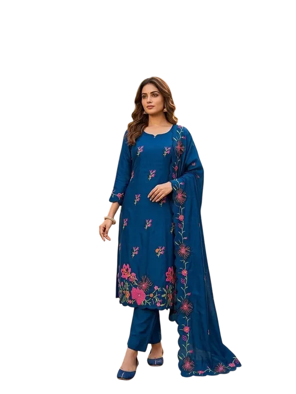 Silk_Festive_Floral_Embroidered_Blue_Suit_Material