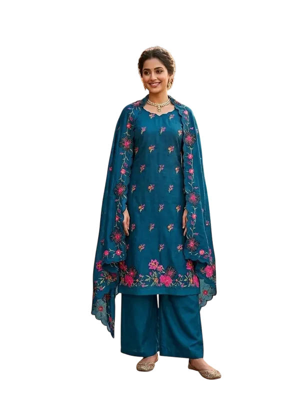 Silk_Festive_Floral_Embroidered_Blue_Suit_Material