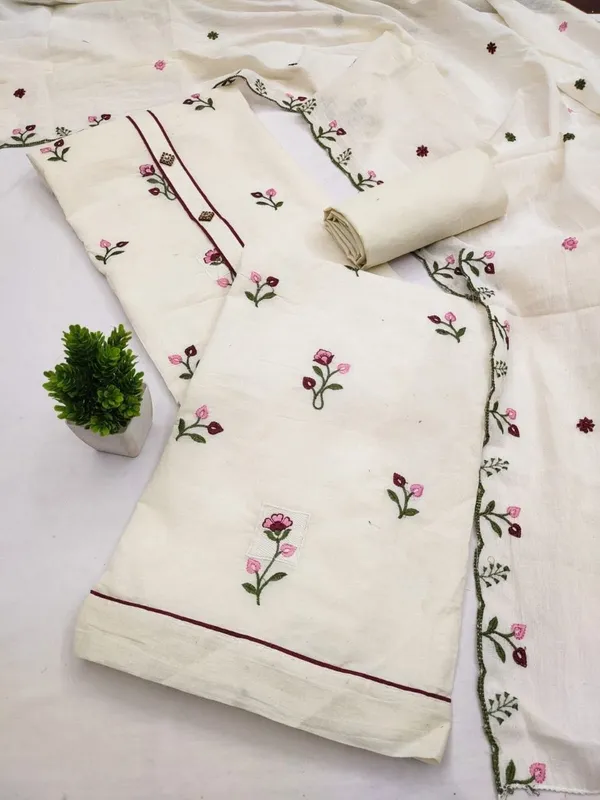 Cotton_Ethnic_Floral_Embroidered_White_Unstitched_Suit_Material