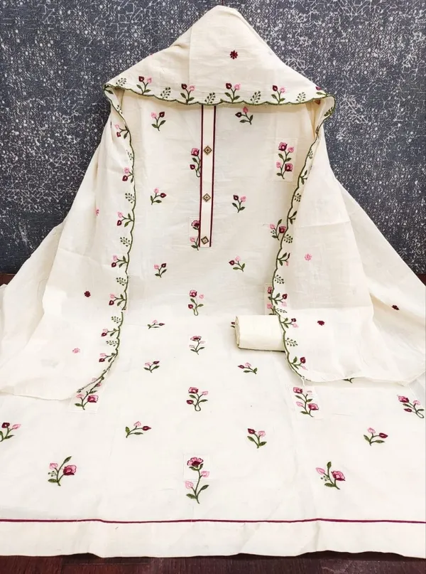 Cotton_Ethnic_Floral_Embroidered_White_Unstitched_Suit_Material