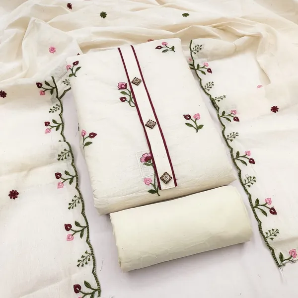 Cotton_Ethnic_Floral_Embroidered_White_Unstitched_Suit_Material