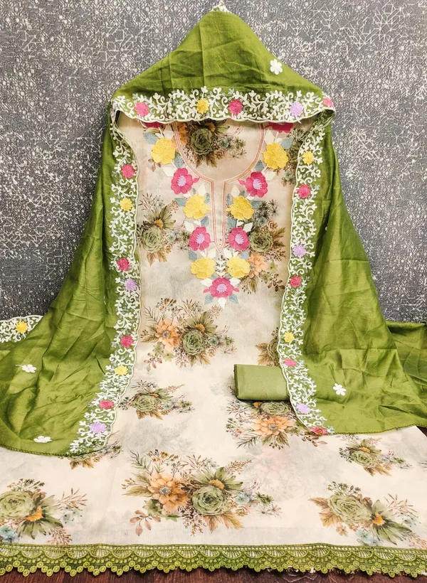 Green_Silk_Floral_Embroidered_Unstitched_Suit_Material_For_Women