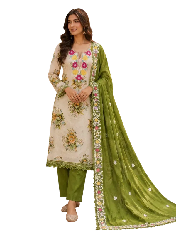 Green_Silk_Floral_Embroidered_Unstitched_Suit_Material_For_Women