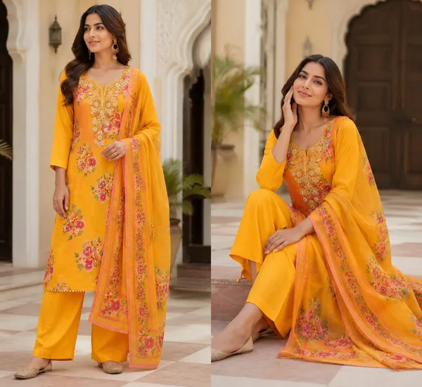 Yellow_Silk_Floral_Printed_Embroidered_Unstitched_Suit_Material_For_Women