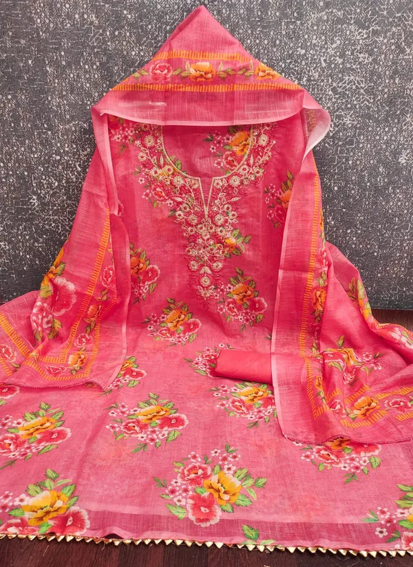 Silk_Ethnic_Floral_Print_Red_Unstitched_Suit_Material