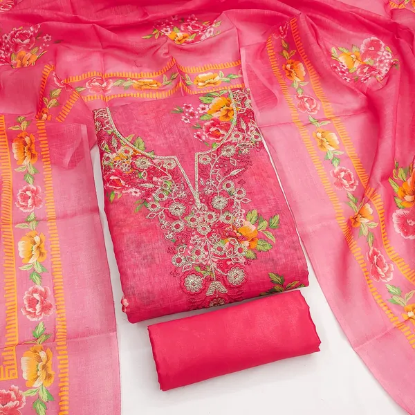 Silk_Ethnic_Floral_Print_Red_Unstitched_Suit_Material