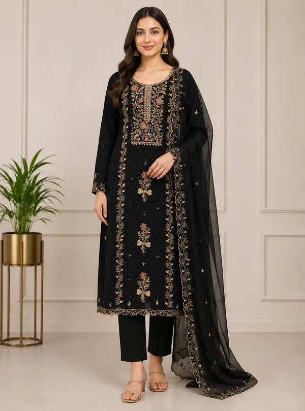 Georgette_Festive_Embroidered_Black_Suit_Material