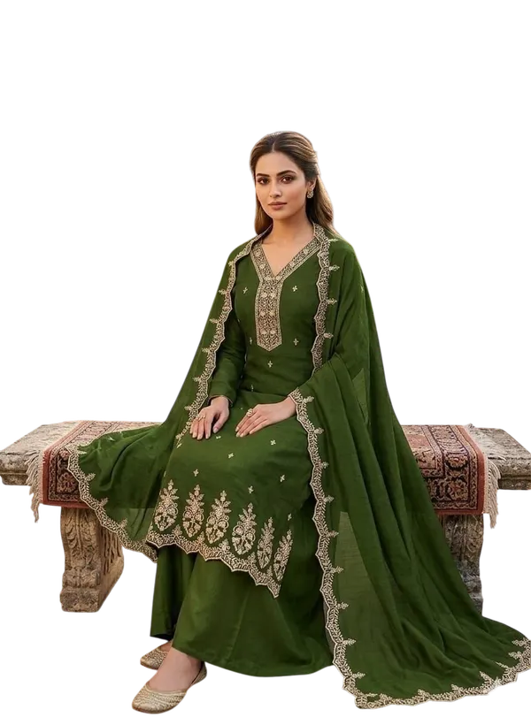 Green_Silk_Embroidered_Unstitched_Suit_Material_For_Women