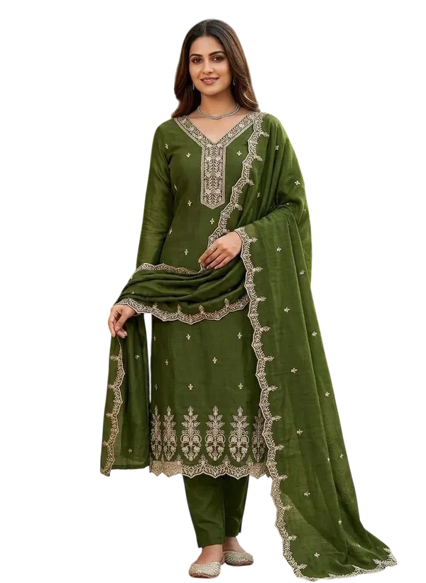 Green_Silk_Embroidered_Unstitched_Suit_Material_For_Women