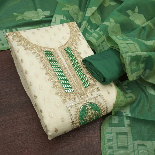 Green_Silk_Embroidered_Buti_Unstitched_Suit_Material_For_Women