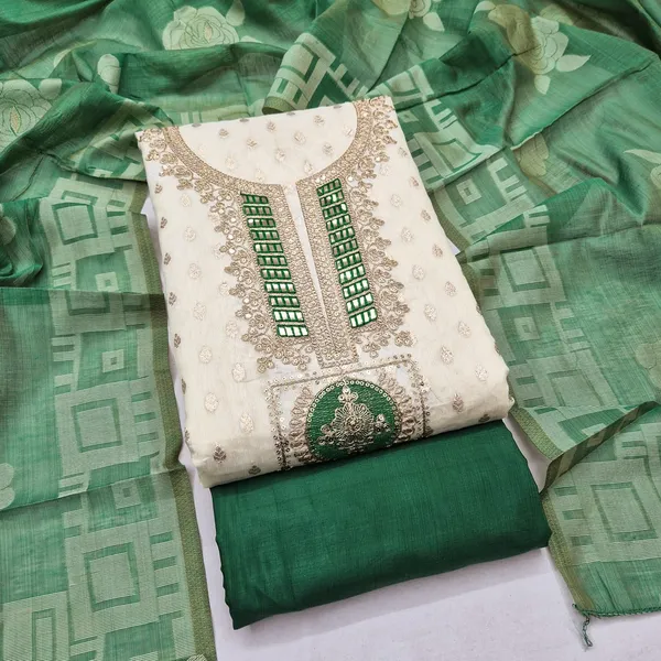 Green_Silk_Embroidered_Buti_Unstitched_Suit_Material_For_Women