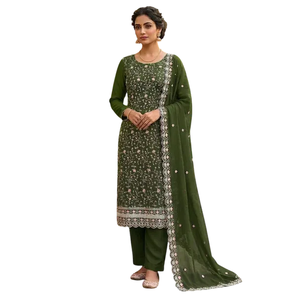 Silk_Ethnic_Floral_Embroidered_Green_Unstitched_Suit_Material