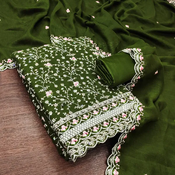 Silk_Ethnic_Floral_Embroidered_Green_Unstitched_Suit_Material