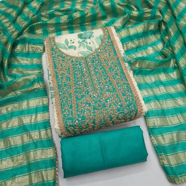 Green_Silk_Floral_Printed_Embroidered_Suit_Material_For_Women