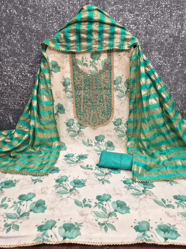 Green_Silk_Floral_Printed_Embroidered_Suit_Material_For_Women