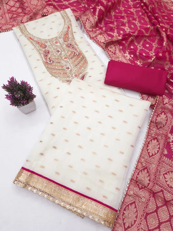 Silk_Ethnic_Embroidered_Red_Unstitched_Suit_Material