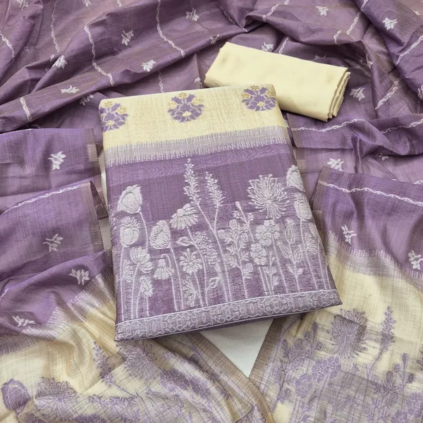 Purple_Linen_Floral_Woven_Unstitched_Suit_Material_For_Women
