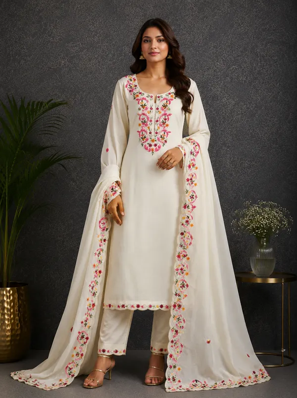 White_Chanderi_Printed_Unstitched_Suit_Material_For_Women