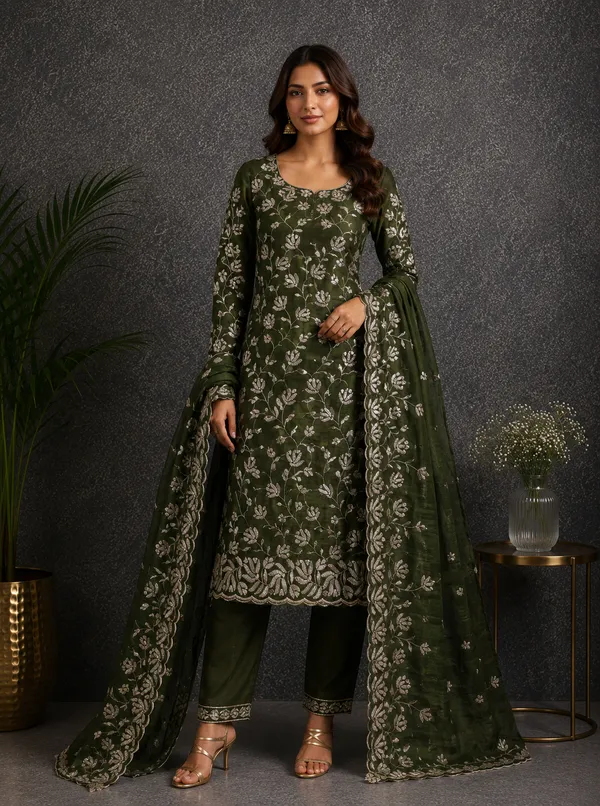 Georgette_Festive_Floral_Embroidered_Dark_Green_Salwar_Suit_Material