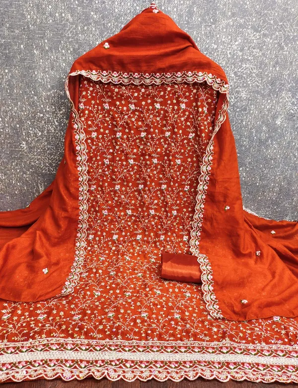 Silk_Festive_Floral_Embroidered_Orange_Suit_Material