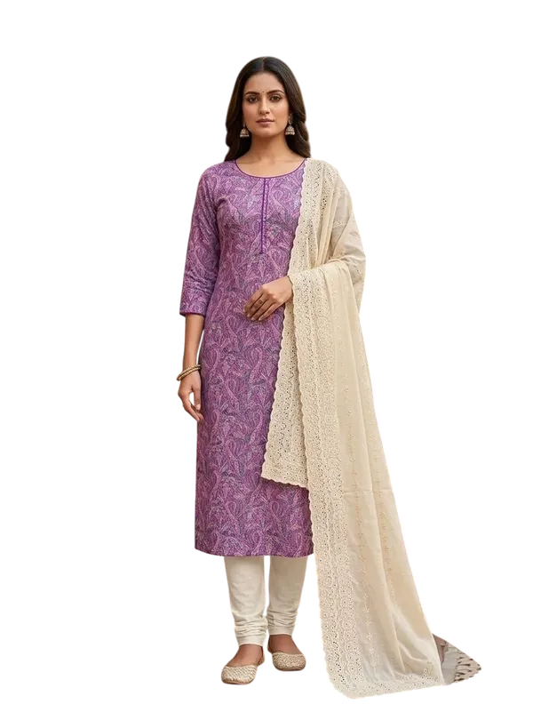 Dark_Purple_Cotton_Floral_Printed_Unstitched_Suit_Material_For_Women
