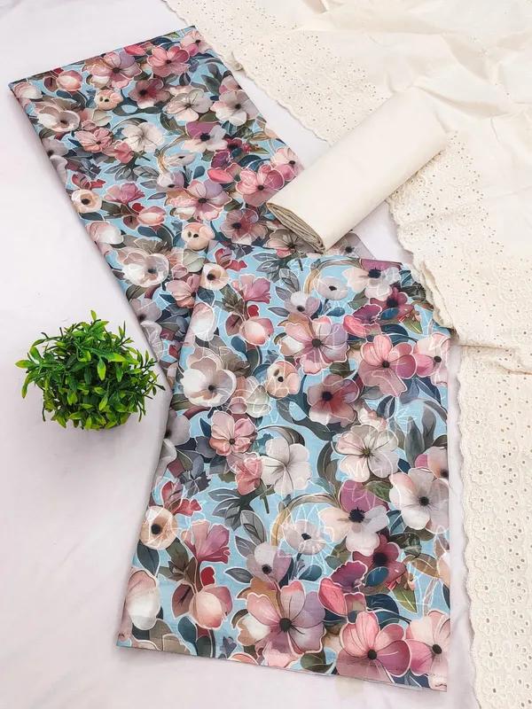 Pink_Cotton_Floral_Printed_Unstitched_Suit_Material_For_Women