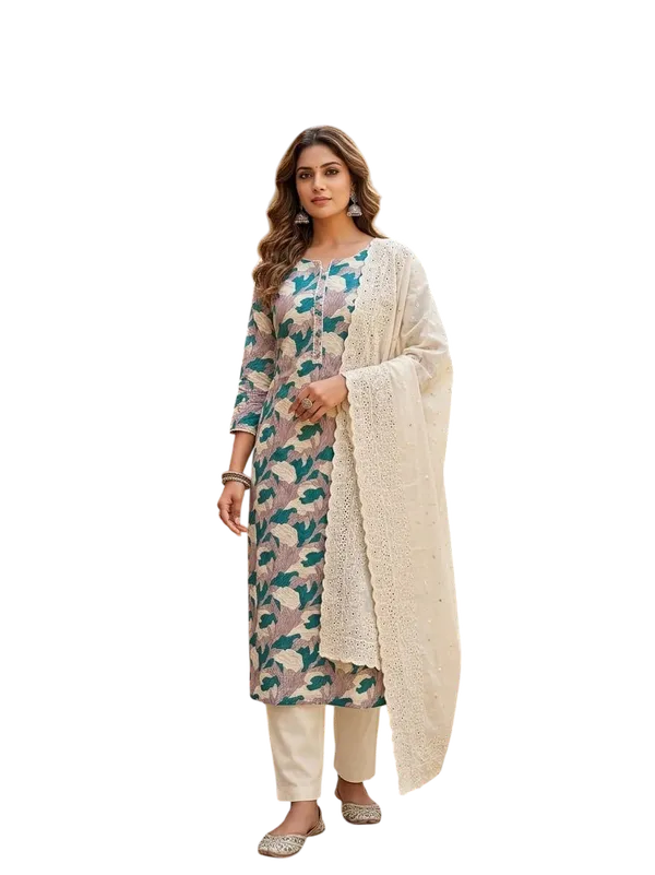 Cotton_Ethnic_Floral_Printed_Green_Suit_Material