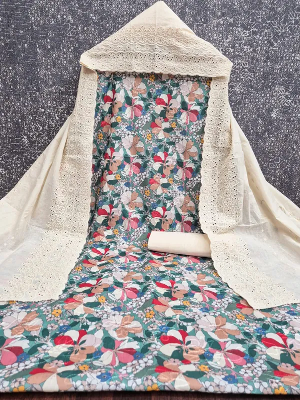 Red_Cotton_Floral_Unstitched_Suit_Material_For_Women