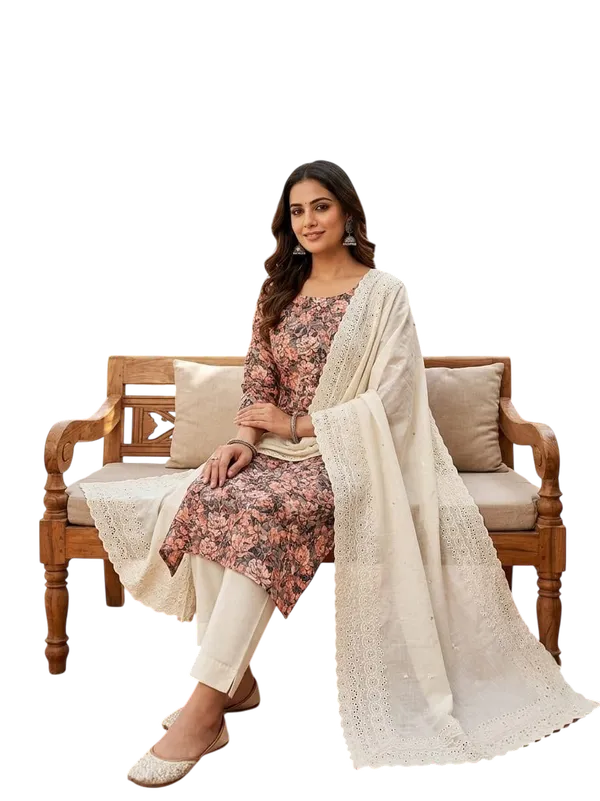 Brown_Cotton_Floral_Printed_Unstitched_Suit_Material_For_Women