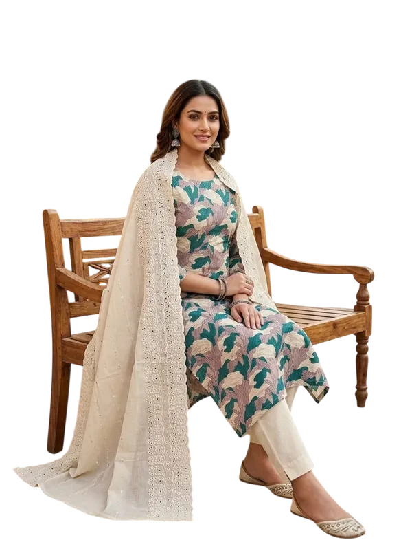 Cotton_Ethnic_Floral_Printed_Green_Suit_Material