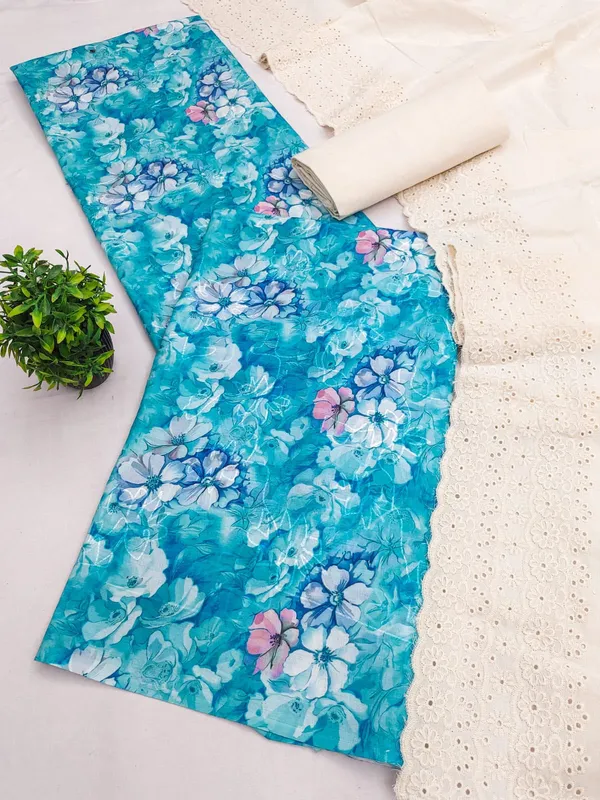 Light_Blue_Cotton_Floral_Printed_Unstitched_Suit_Material_For_Women