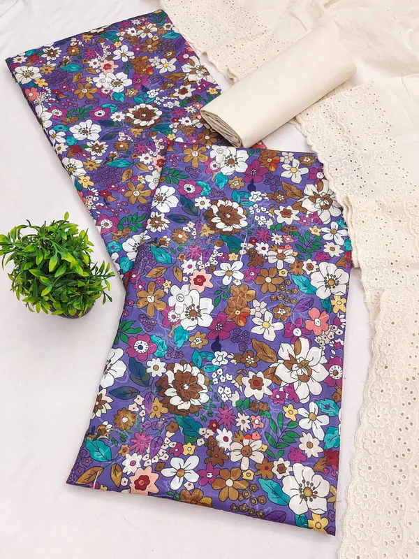 Purple_Cotton_Floral_Unstitched_Suit_Material_For_Women