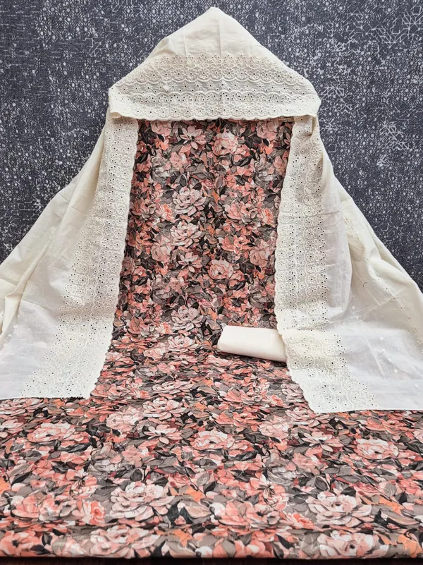 Brown_Cotton_Floral_Printed_Unstitched_Suit_Material_For_Women