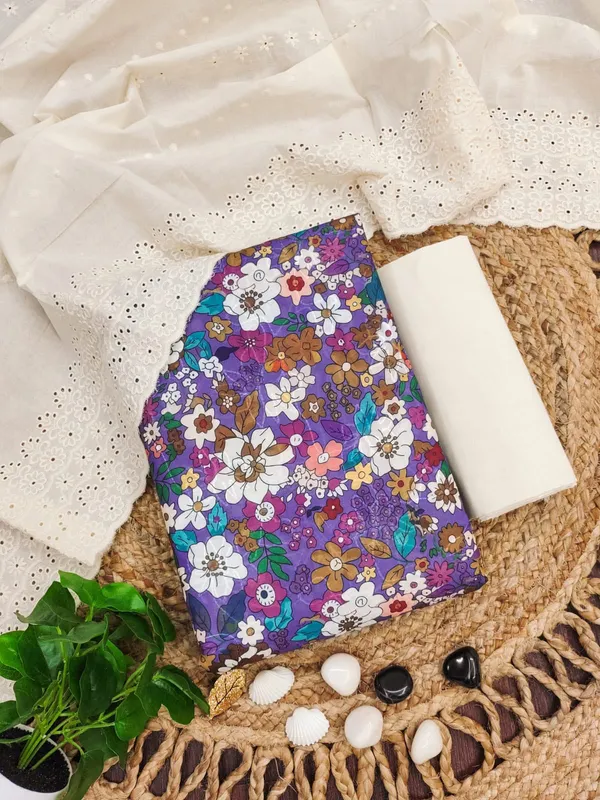 Blue_Cotton_Floral_Printed_Unstitched_Suit_Material_For_Women