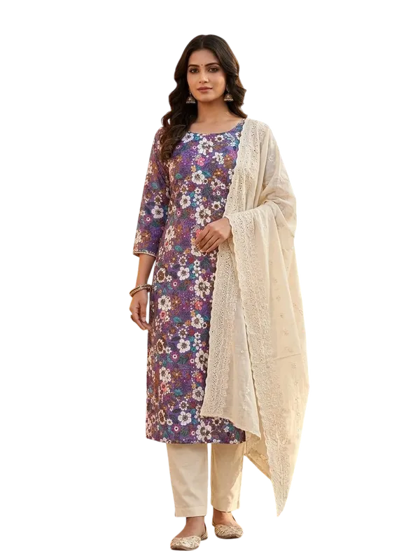 Purple_Cotton_Floral_Unstitched_Suit_Material_For_Women