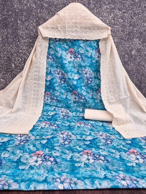 Light_Blue_Cotton_Floral_Printed_Unstitched_Suit_Material_For_Women