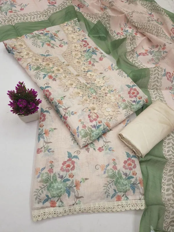 Green_Silk_Floral_Embroidered_Unstitched_Suit_Material_For_Women