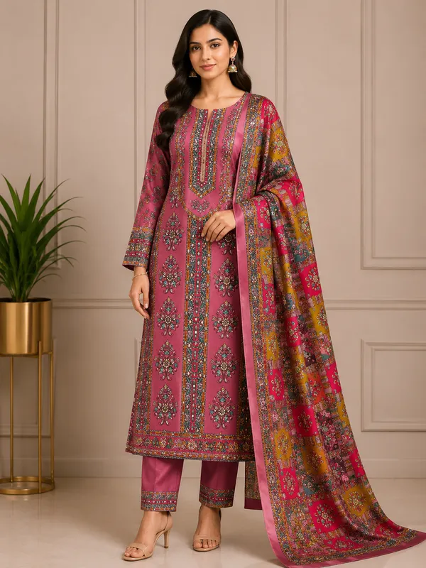 Multicolor_Polyester_Self_Design_Unstitched_Suit_Material_For_Women